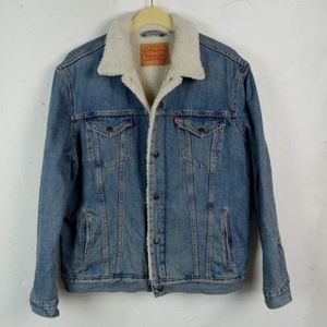 Levi's Type III Sherpa Denim Jean Trucker Jacket Men's XL Snap Front
